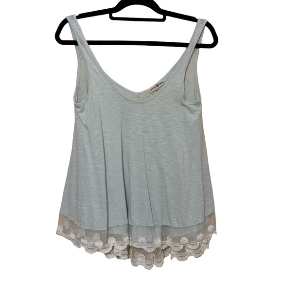 Altar'd State Tops - Altar’d State Lace Hem Tank Top Women’s S Baby Blue Scoop Neck Pullover Boho